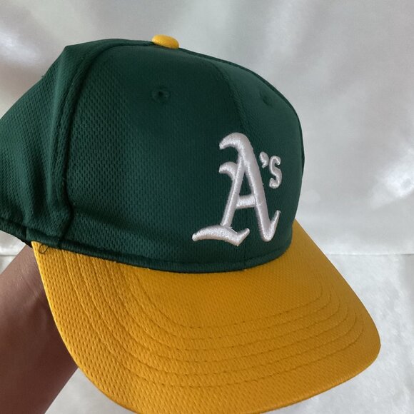 Youth Oakland As Green & Yellow Baseball Cap By OC Sports MLB Team Gear Adjustab - Picture 7 of 7